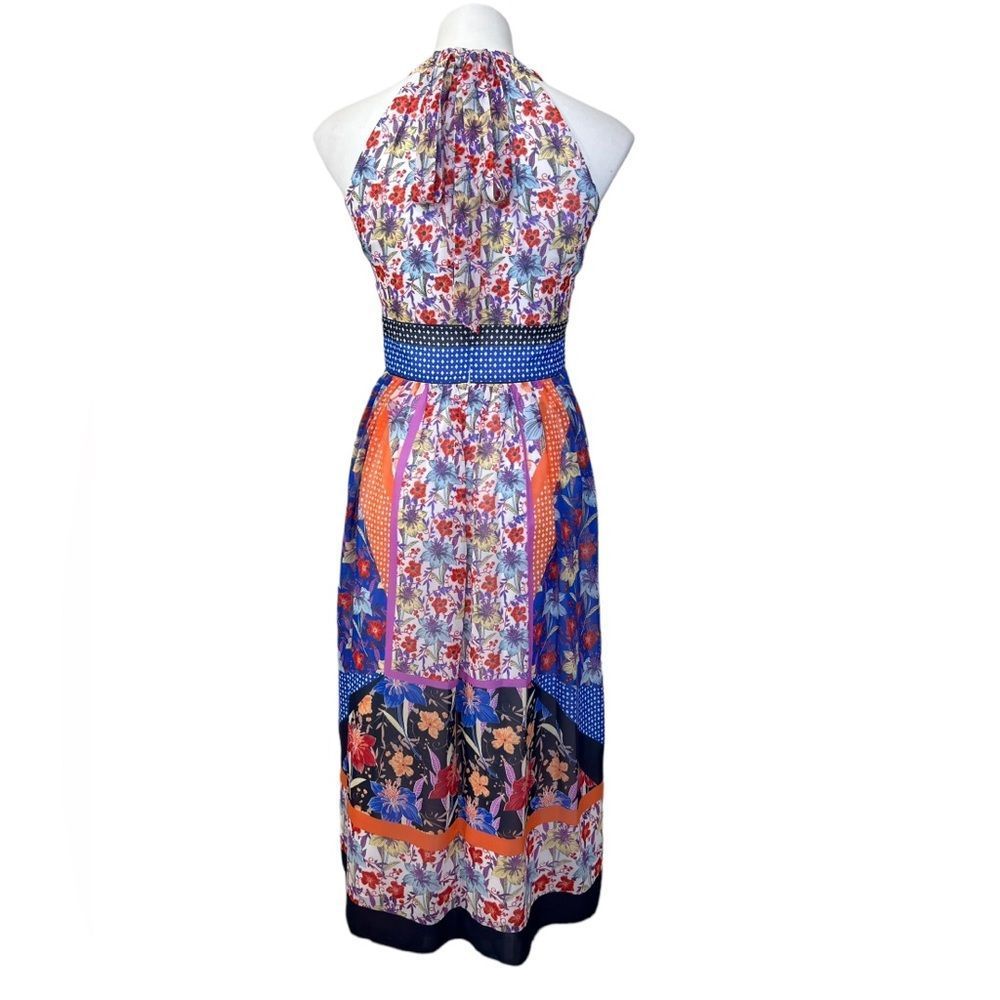 Maggy London Folk Fest Printed Chiffon Maxi Dress, 4, S, Floral Patchwork Lined - Picture 6 of 9
